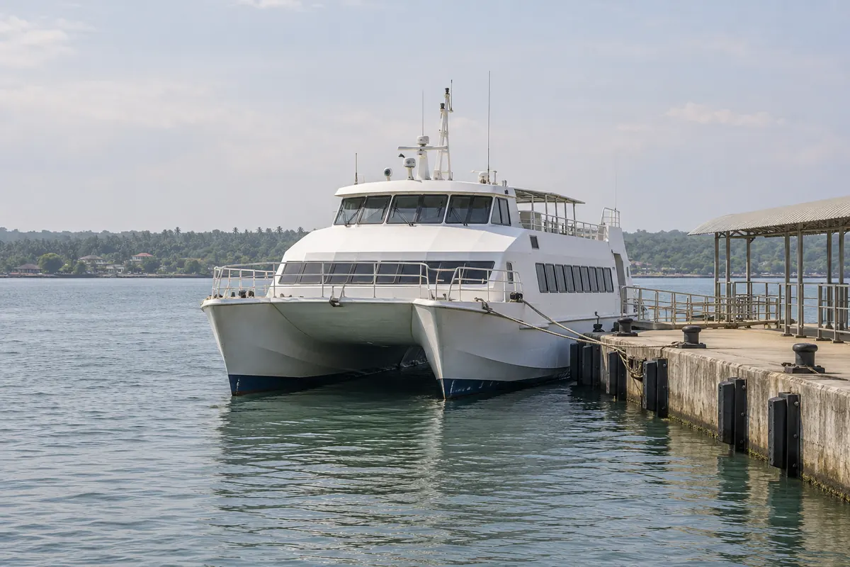 A fast ferry moored at the pier in Tagbilaran, Bohol